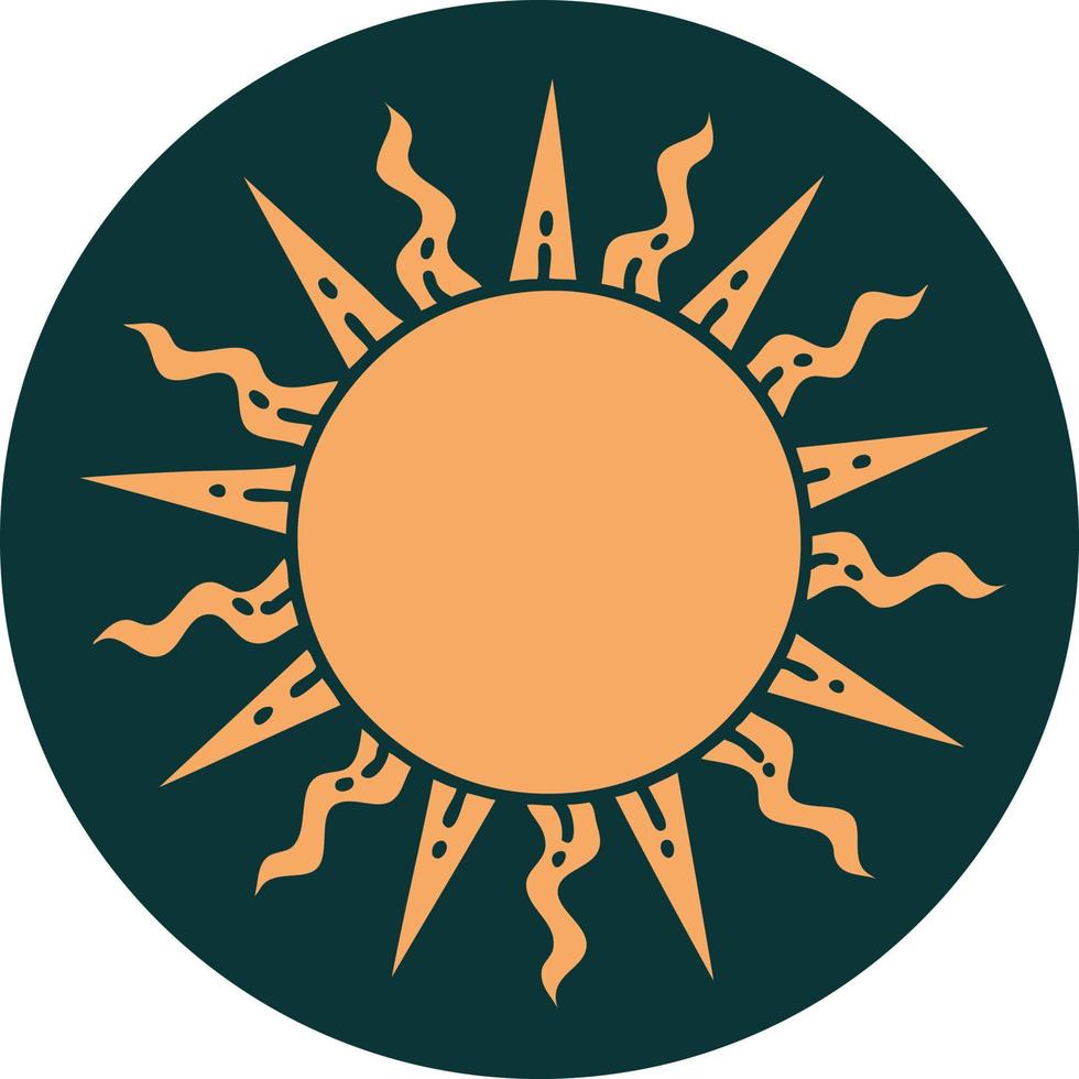 iconisch tatoeëren stijl beeld van een zon vector