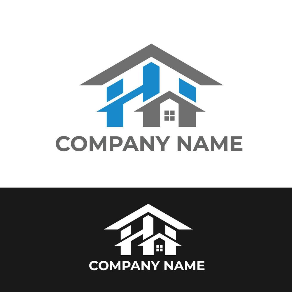 brief hh huis logo ontwerp sjabloon vector