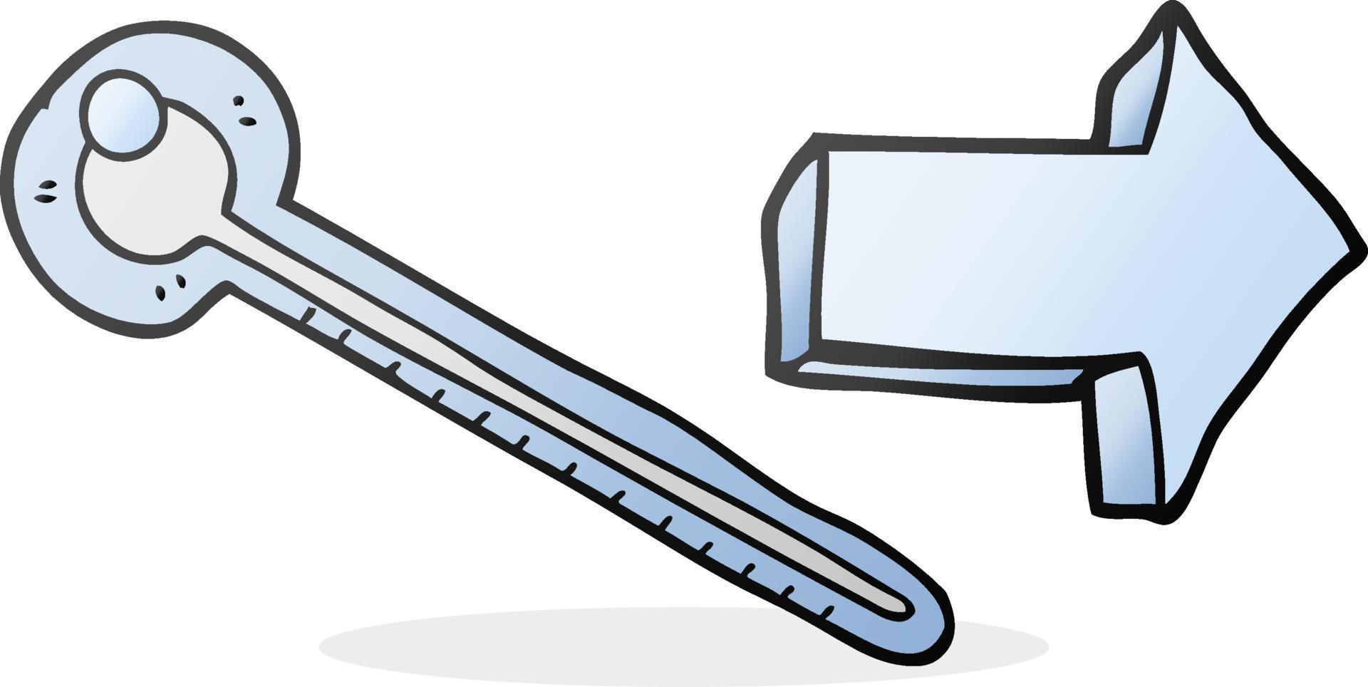 uit de vrije hand getrokken tekenfilm thermometer vector