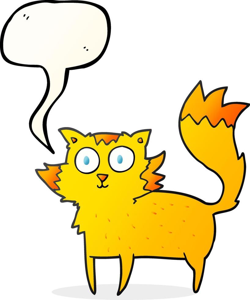 uit de vrije hand getrokken toespraak bubbel tekenfilm kat vector