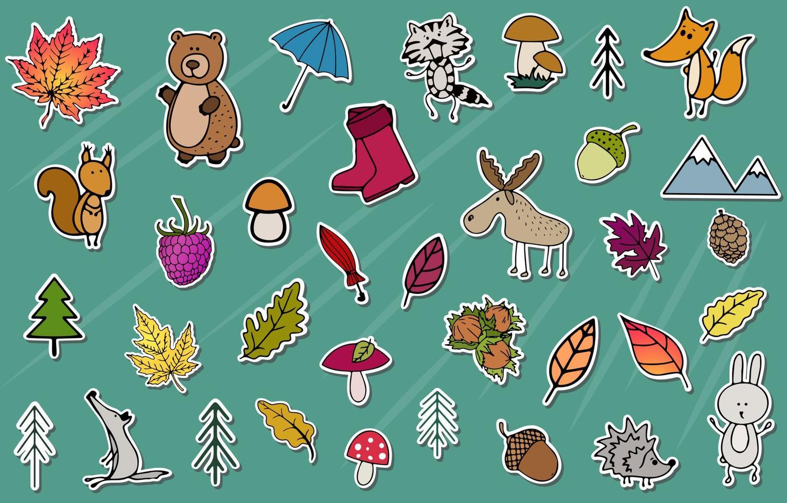 herfst vector stickers herfst verzameling met schattig seizoensgebonden elementen