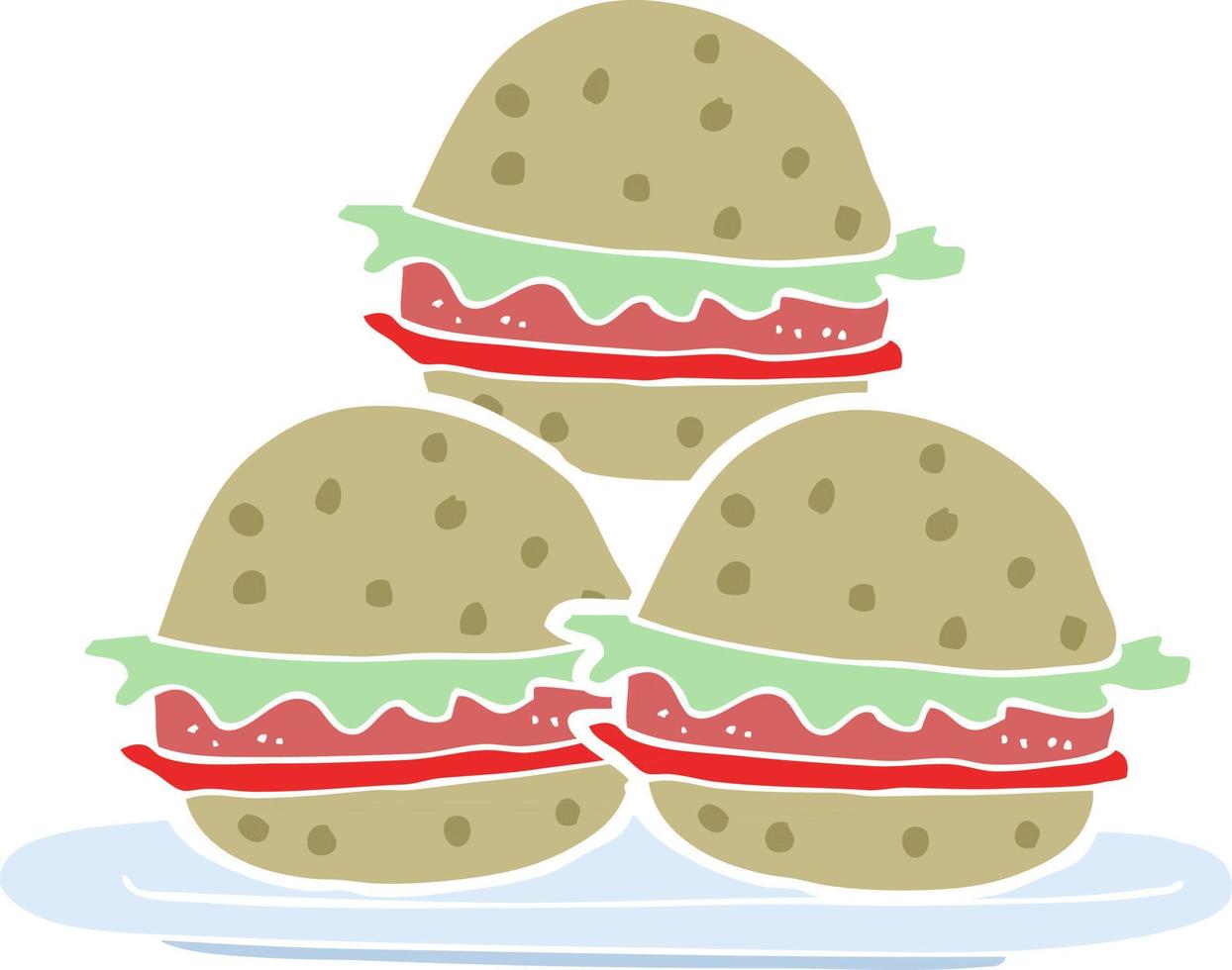 vlak kleur illustratie van bord van hamburgers vector