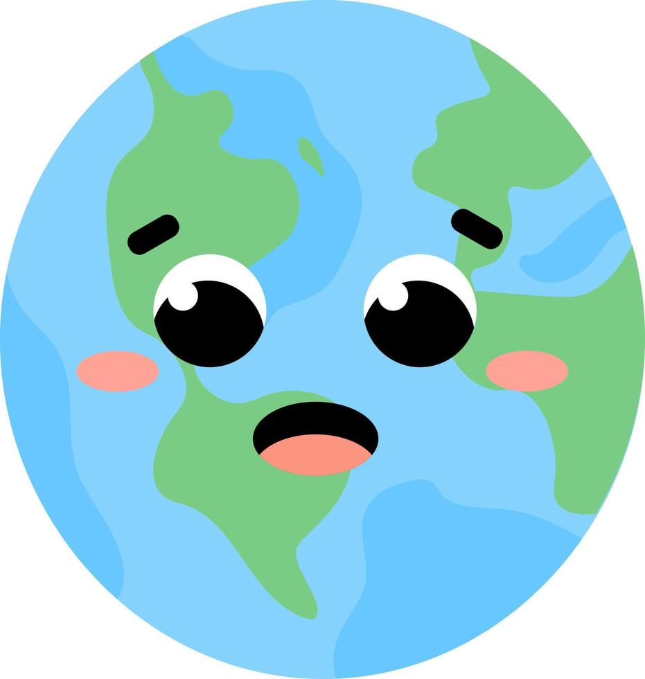 kleurrijk schattig aarde planeet met kawaii gezicht voor kinderen spel ontwerp of sterrenkundig wetenschap posters vector