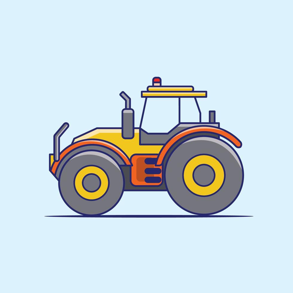 vlak ontwerp tractor, graafmachine verzameling voertuig tekenfilm. gebouw vervoer geïsoleerd vector