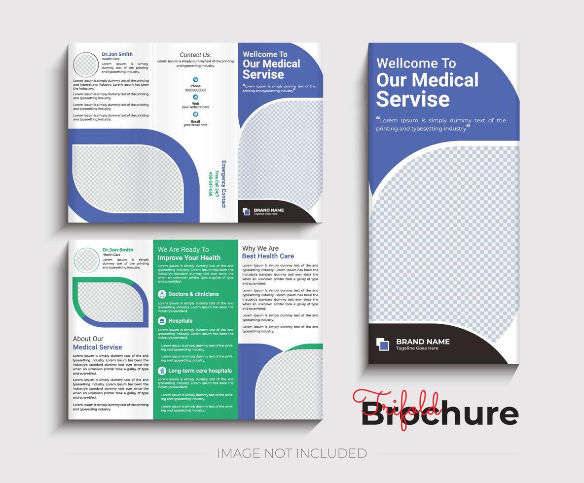 Gezondheid zorg medisch drievoud brochure sjabloon vector