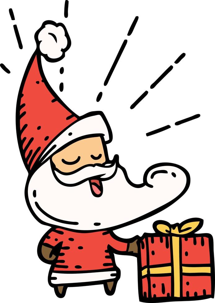 illustratie van een traditioneel tatoeëren stijl de kerstman claus Kerstmis karakter vector