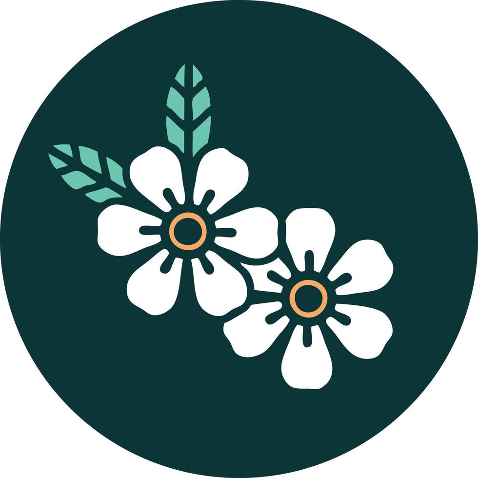 iconisch tatoeëren stijl beeld van bloemen vector