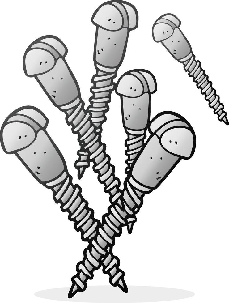 uit de vrije hand getrokken tekenfilm schroeven vector