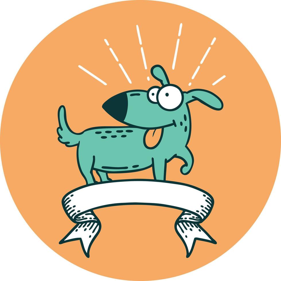 icoon van een tatoeëren stijl gelukkig hond vector