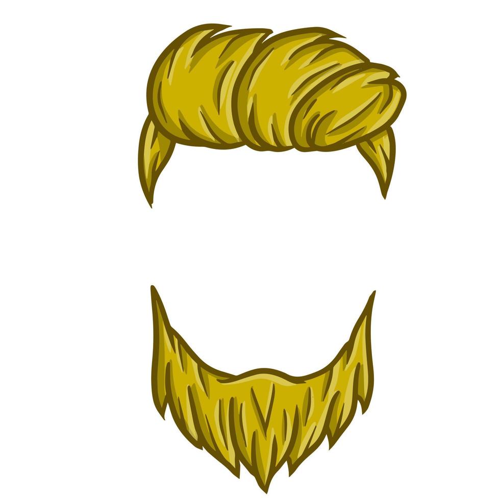 modieus Mannen kapsel. de element van de hoofd en gezicht hipster. bruin haar- jongen. haar- en baard. lang snor van de oud Mens. hand getekend illustratie. mode en stijl vector