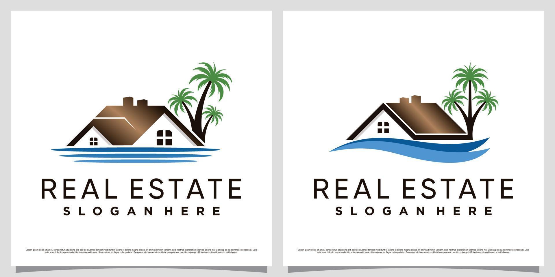 reeks van echt landgoed logo ontwerp bundel voor bedrijf met huis icoon en creatief element vector