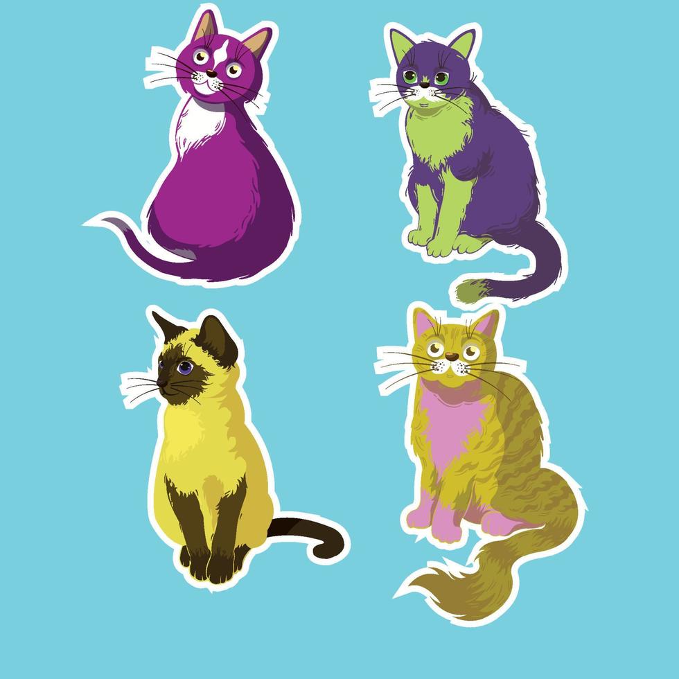 vier katten familie sticker vector