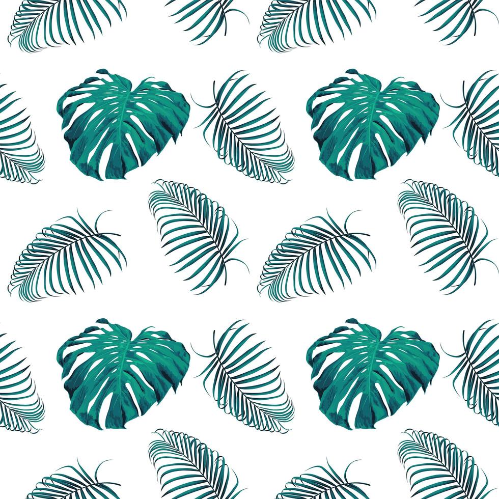 groene monstera en palmbladeren vector