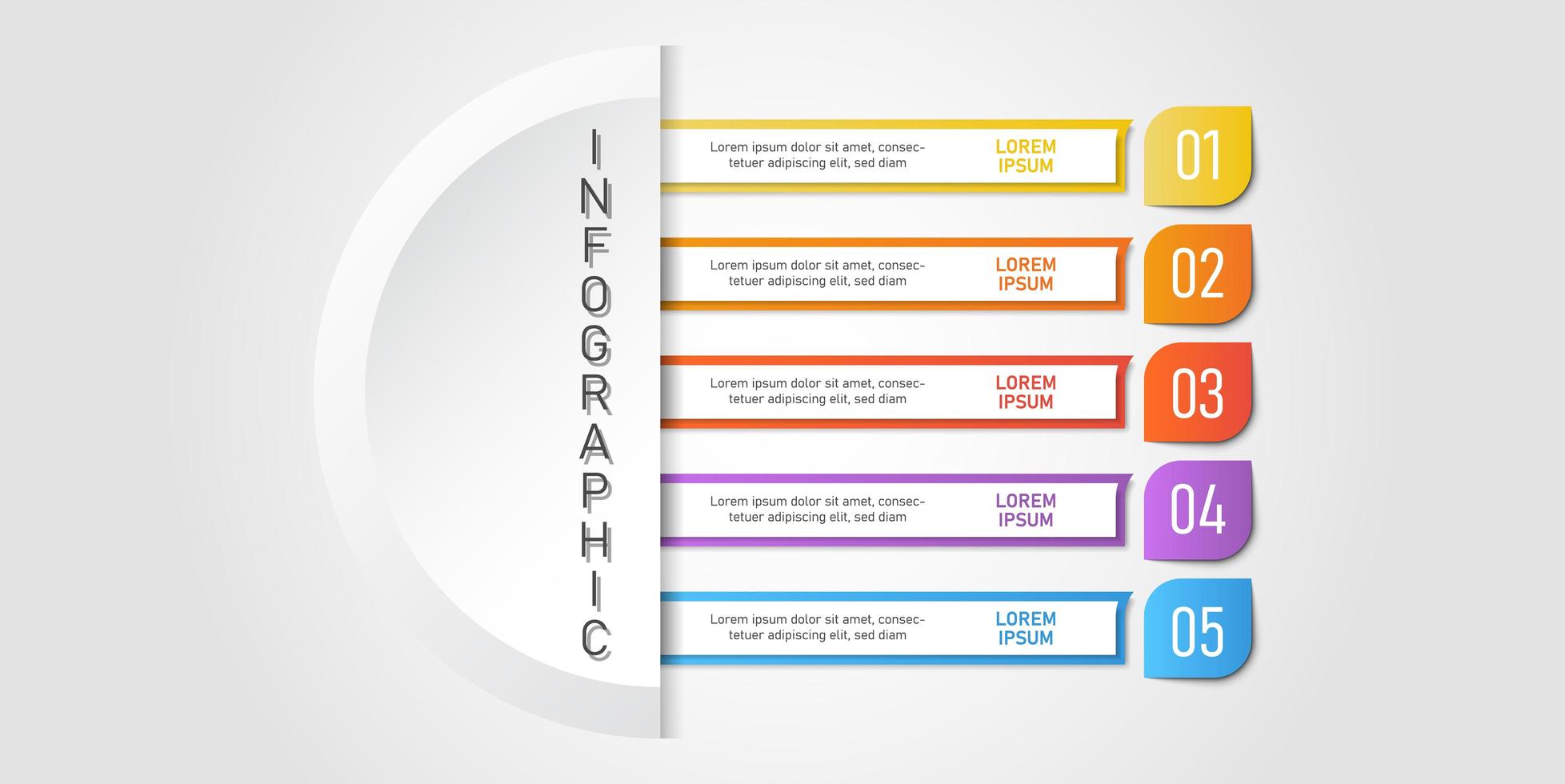 kleurrijke 5-staps optie infographic sjabloon vector