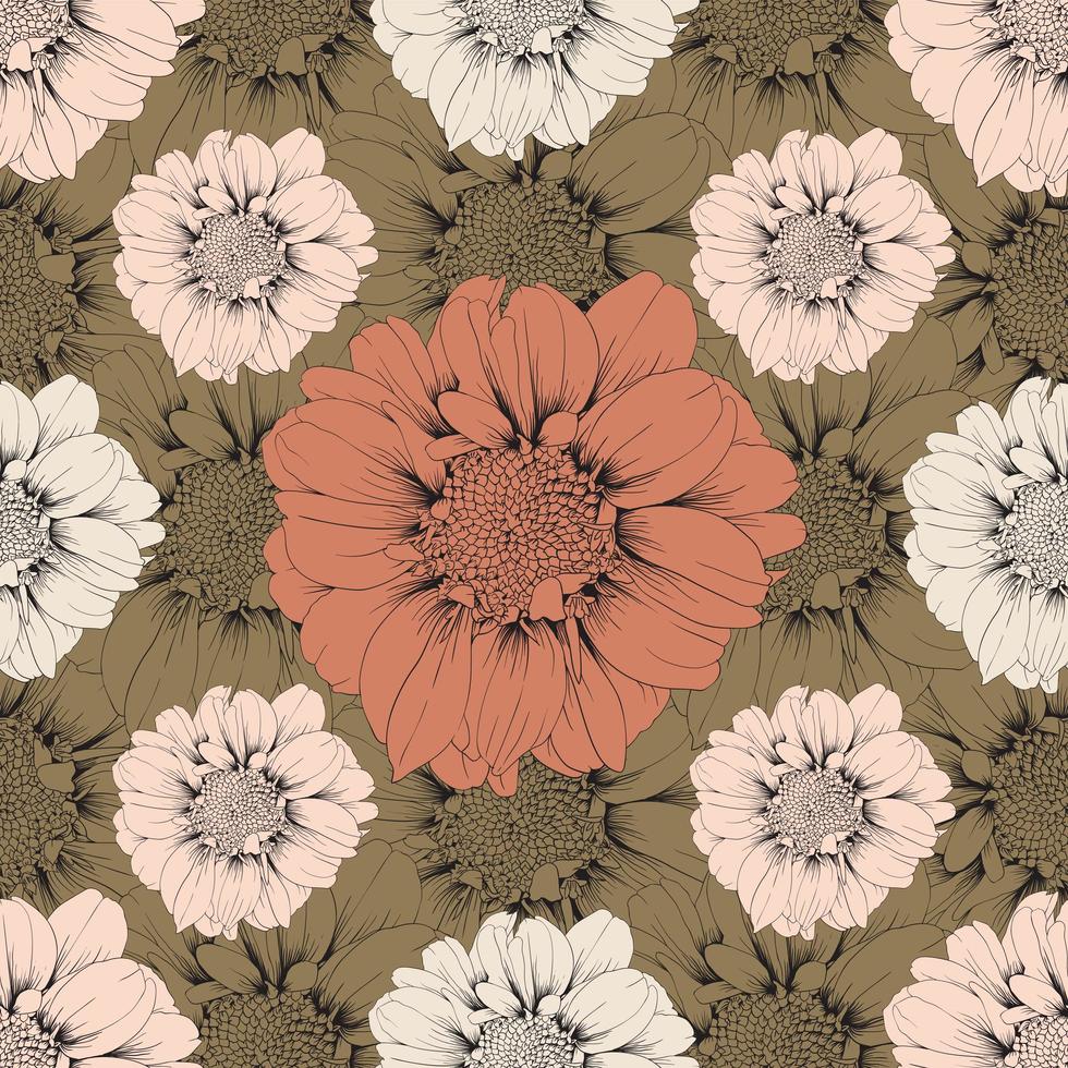 vintage zinnia bloemen vector