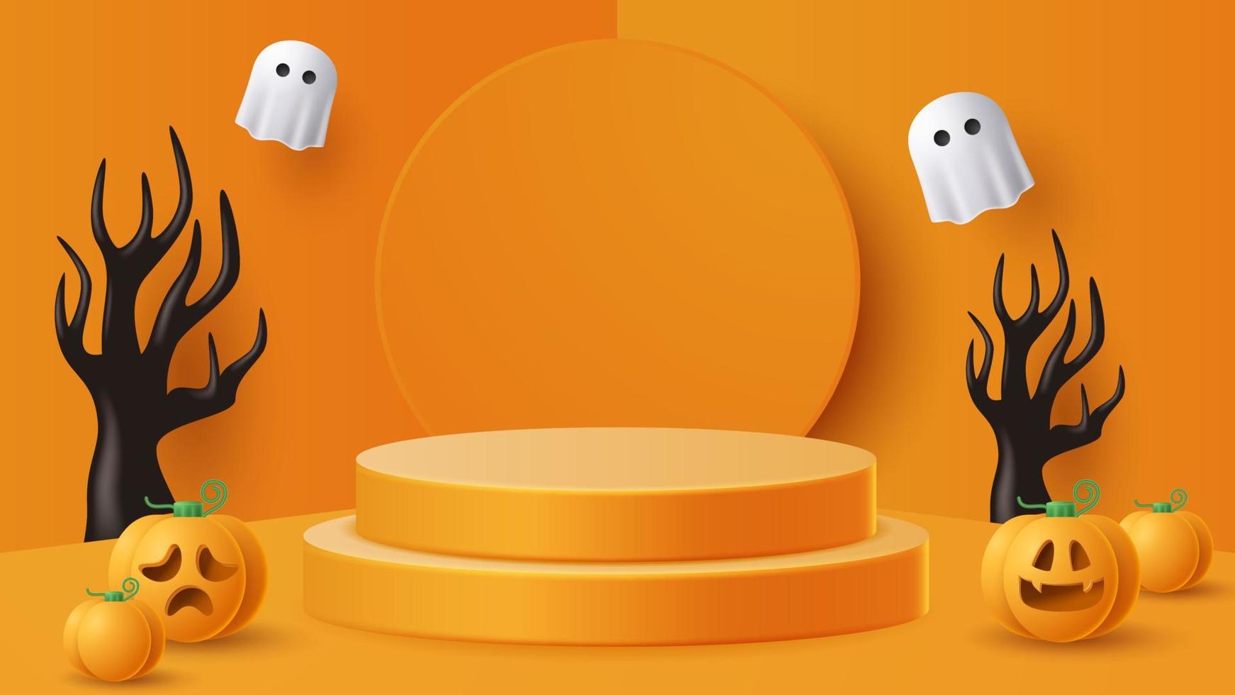 halloween Scherm podium decoratie achtergrond met eng ornament. vector 3d illustratie