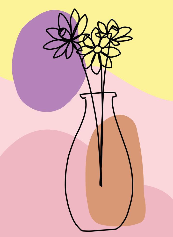 eenvoud bloem uit de vrije hand doorlopende lijntekening plat ontwerp. vector