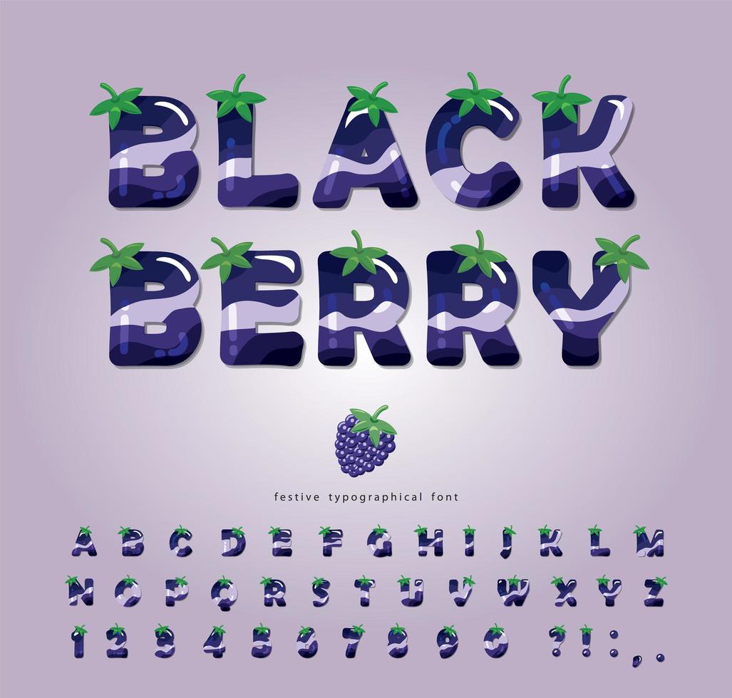 blackberry glanzende zomer lettertype vector