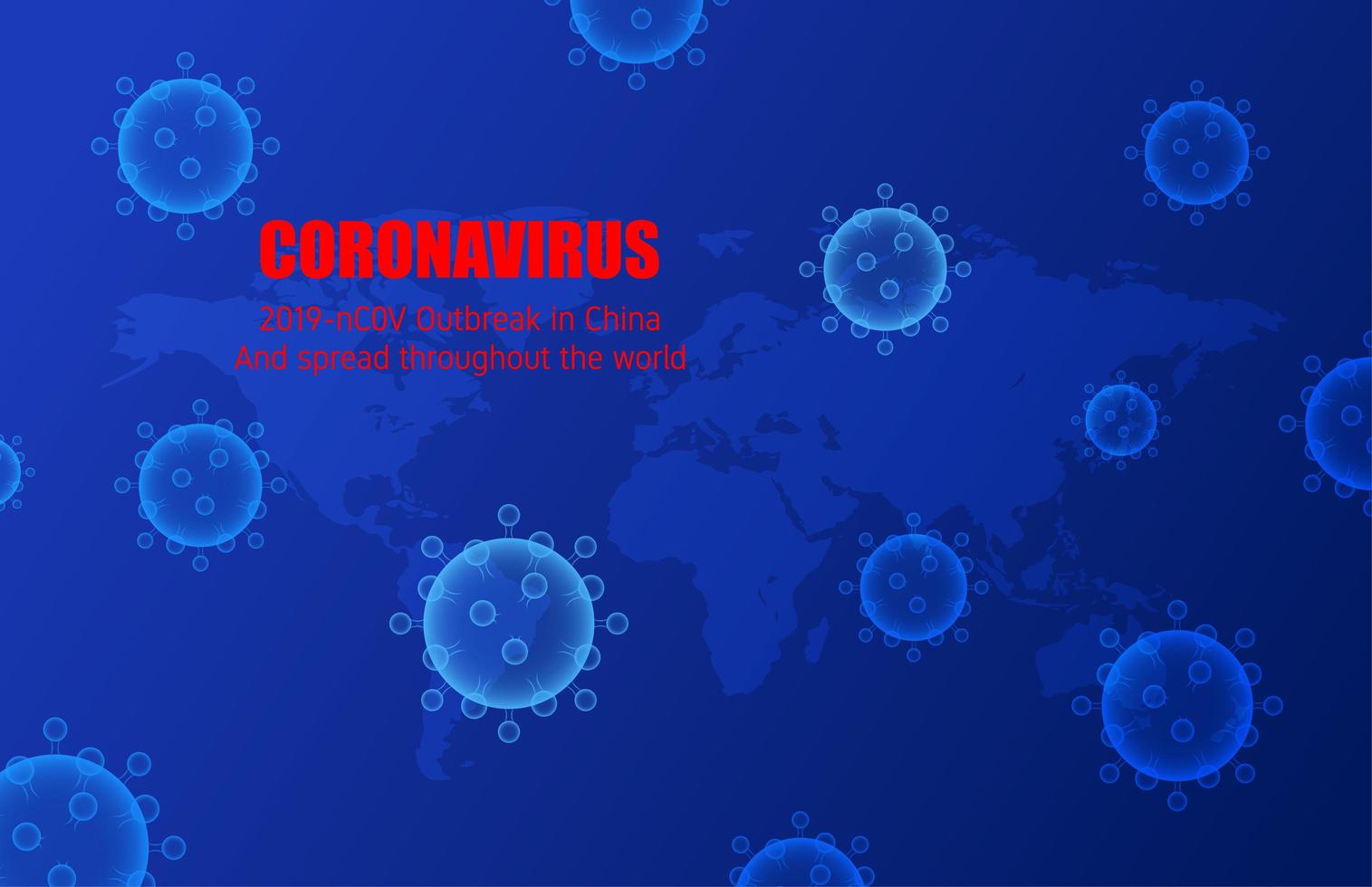 blauwe coronaviruscellen en wereldkaartontwerp vector