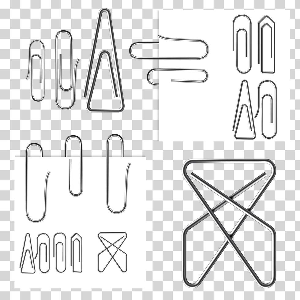 set van wit notitiepapier met metalen clips vector