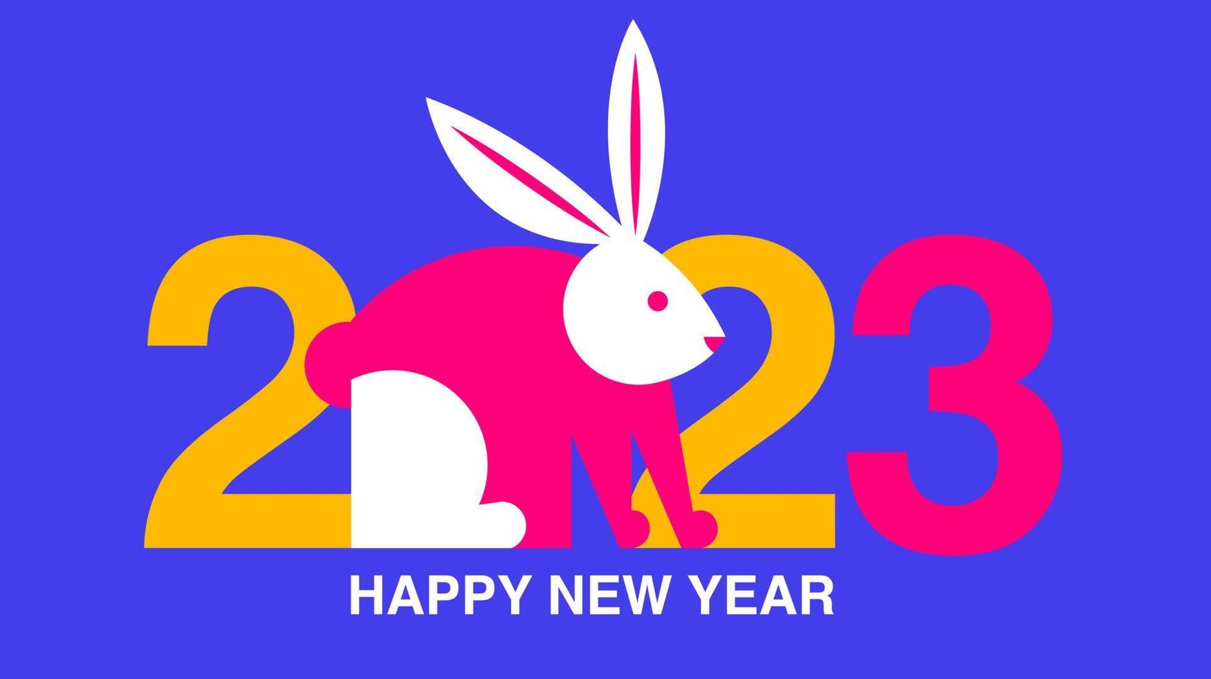 gelukkig nieuw jaar 2023 , maan- nieuw jaar, konijn vector