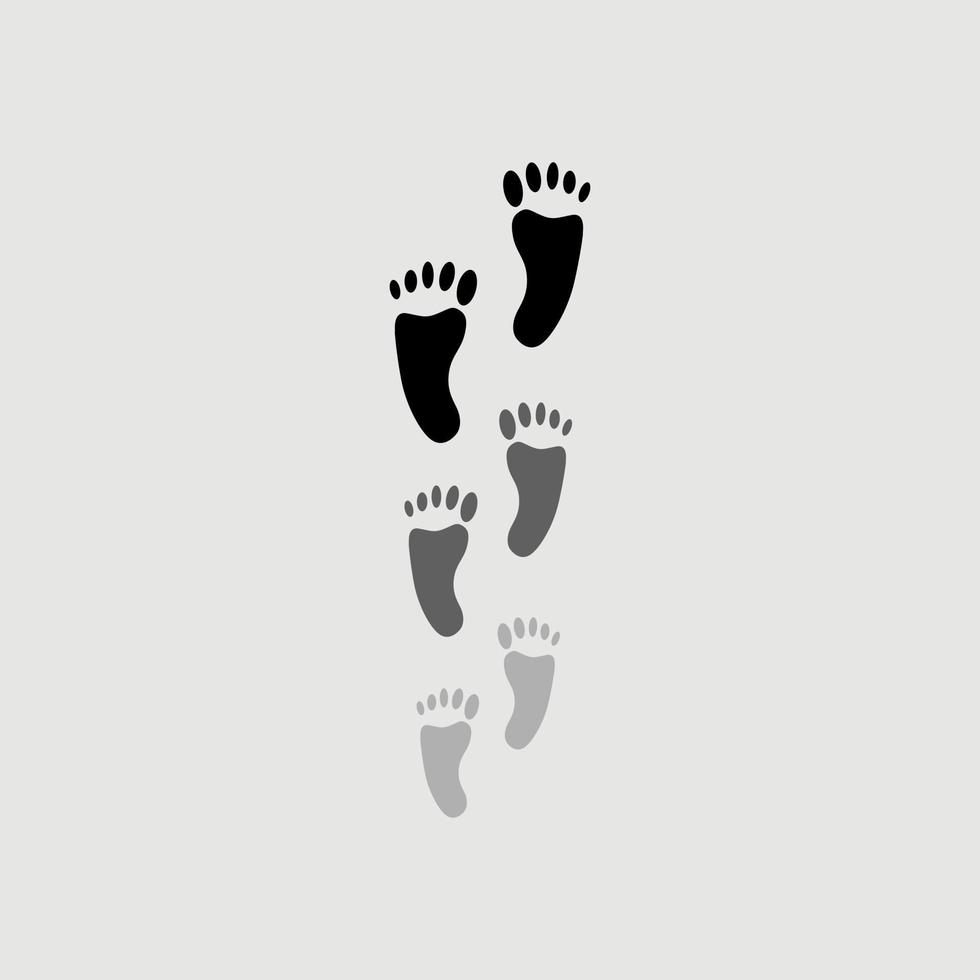 voetafdrukken van menselijk in zwart en wit kleur vector