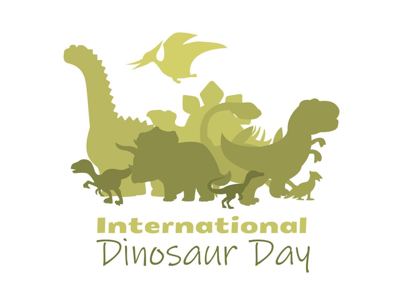 Internationale dinosaurus dag. horizontaal poster. vector monochroom illustratie.