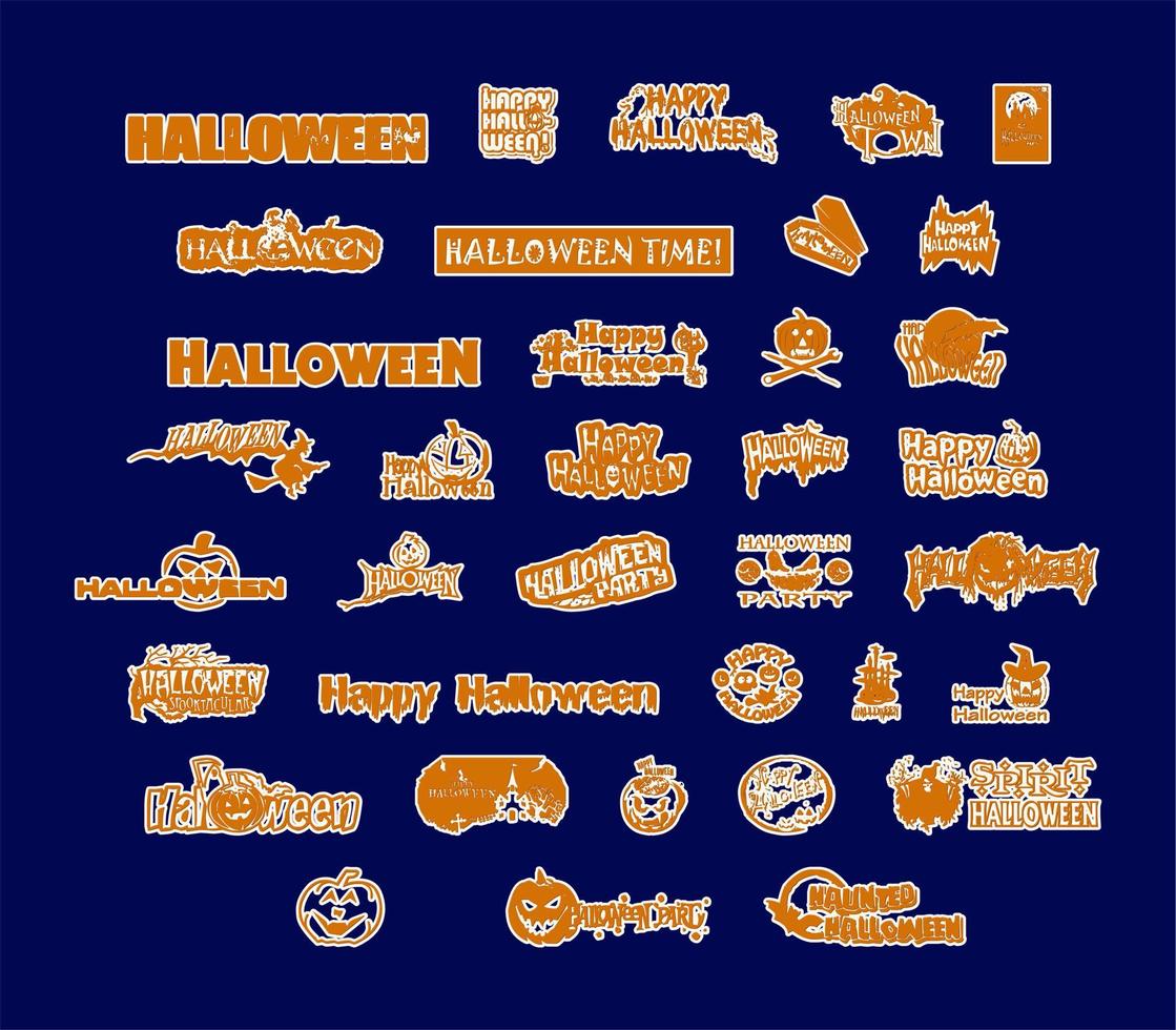 vector reeks met halloween illustraties glimlachen en grappig tekens