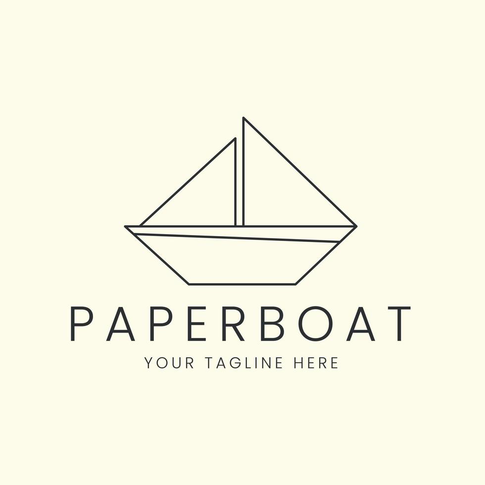 origami papier boot met lijn kunst stijl logo vector icoon sjabloon illustratie ontwerp