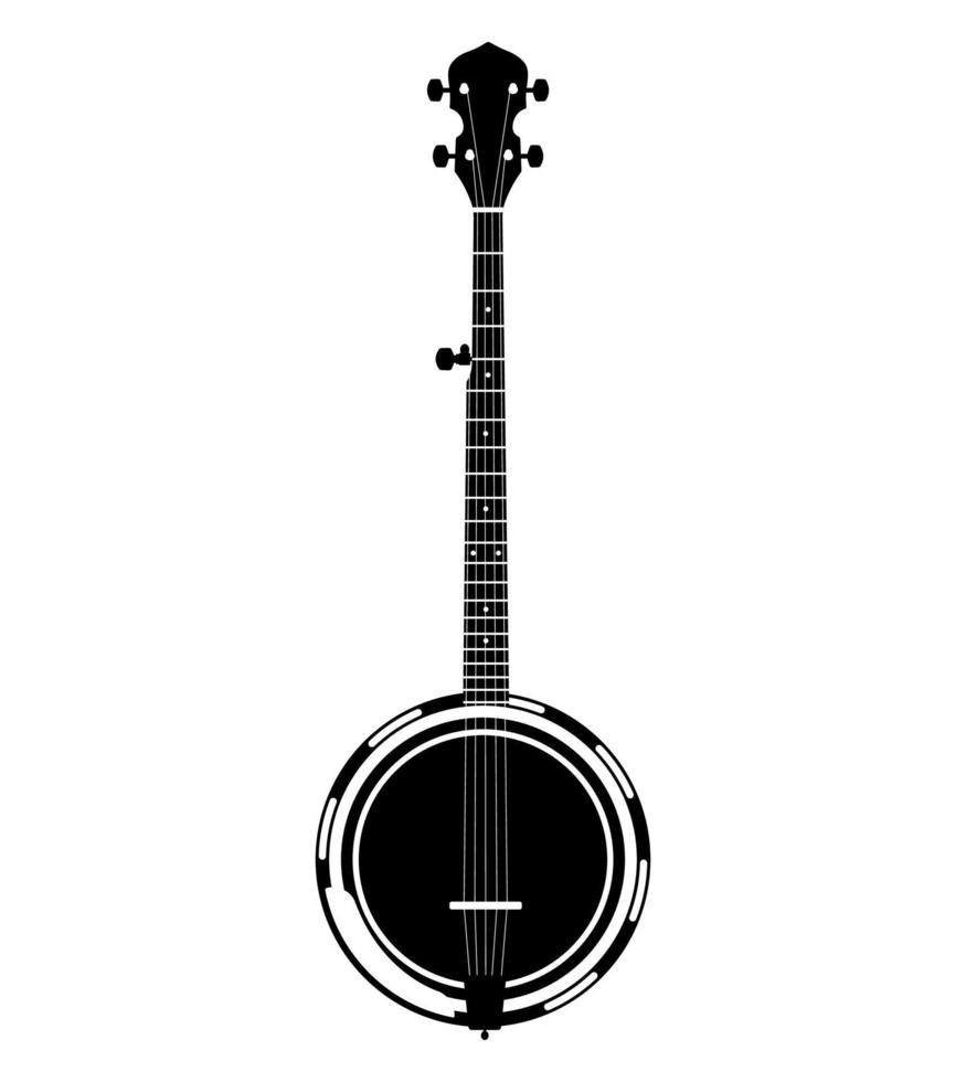banjo silhouet, banjo gitaar geregen musical instrument vector
