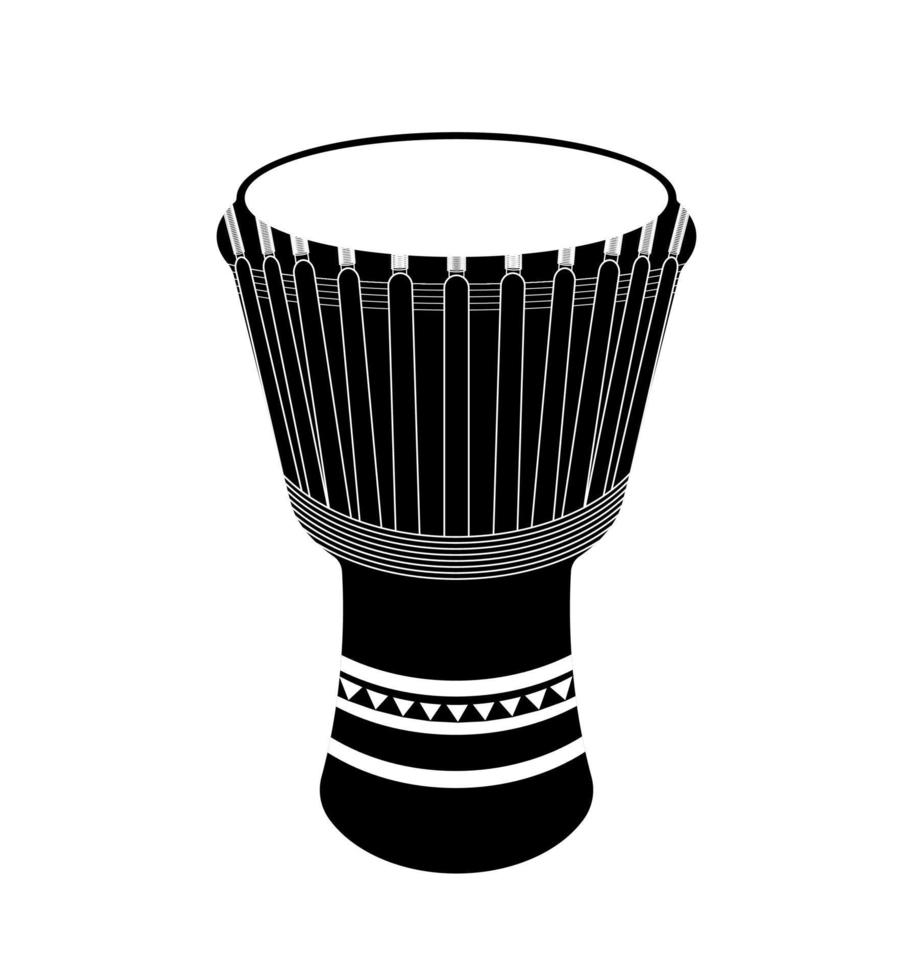 djembe silhouet, jembé trommel percussie musical instrument vector