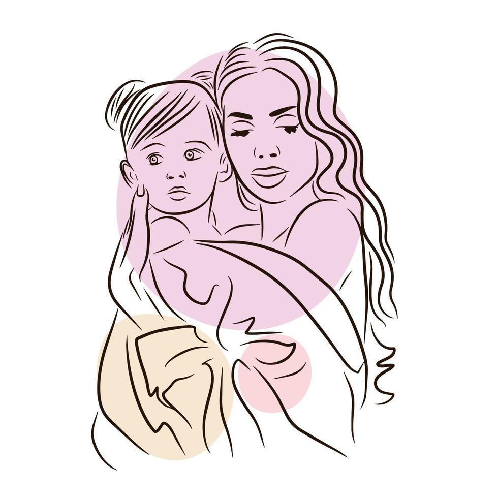een jong moeder houdt een baby in haar armen, liefde vector