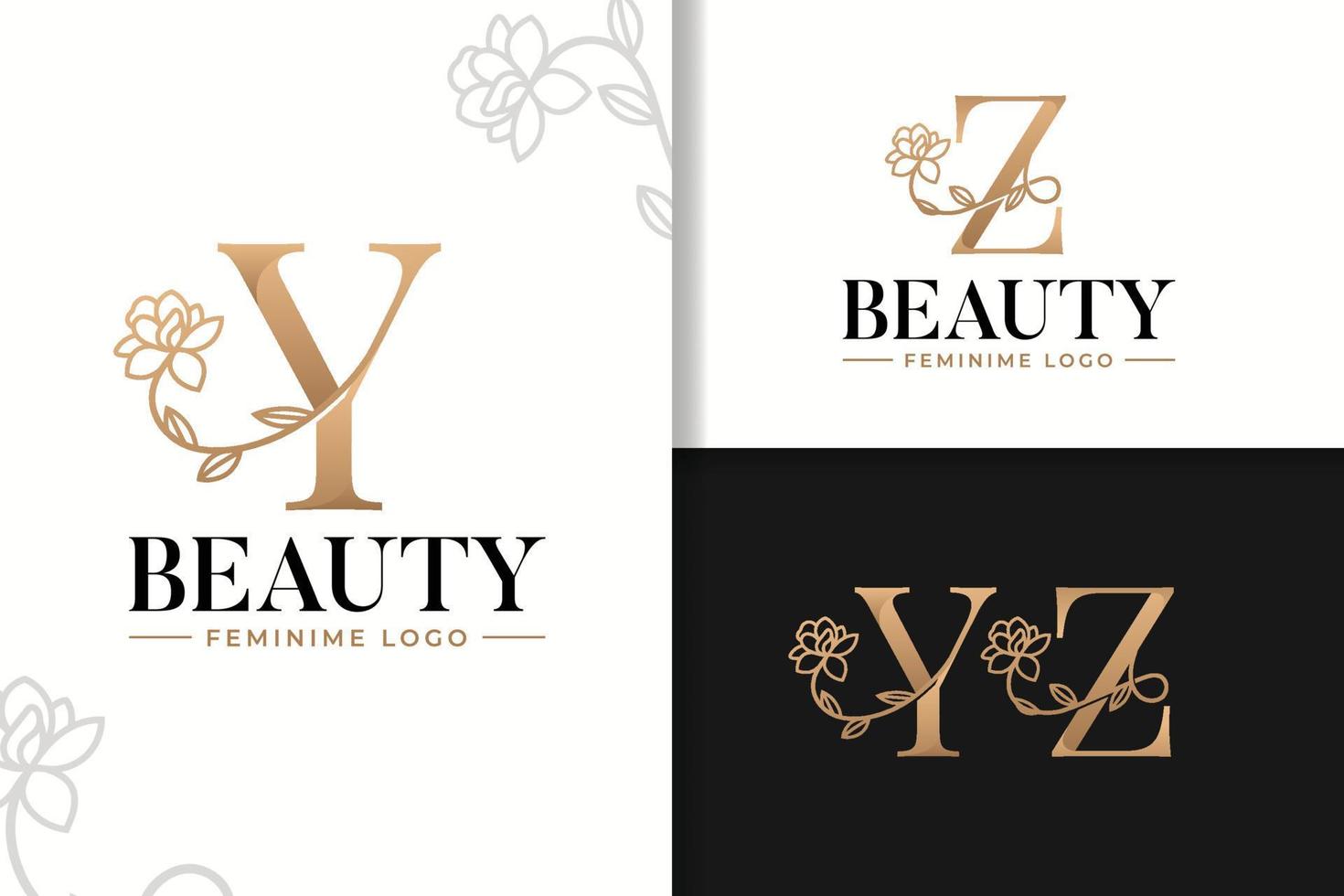 vrouwelijk monogram logo met bloem brief y en z vector