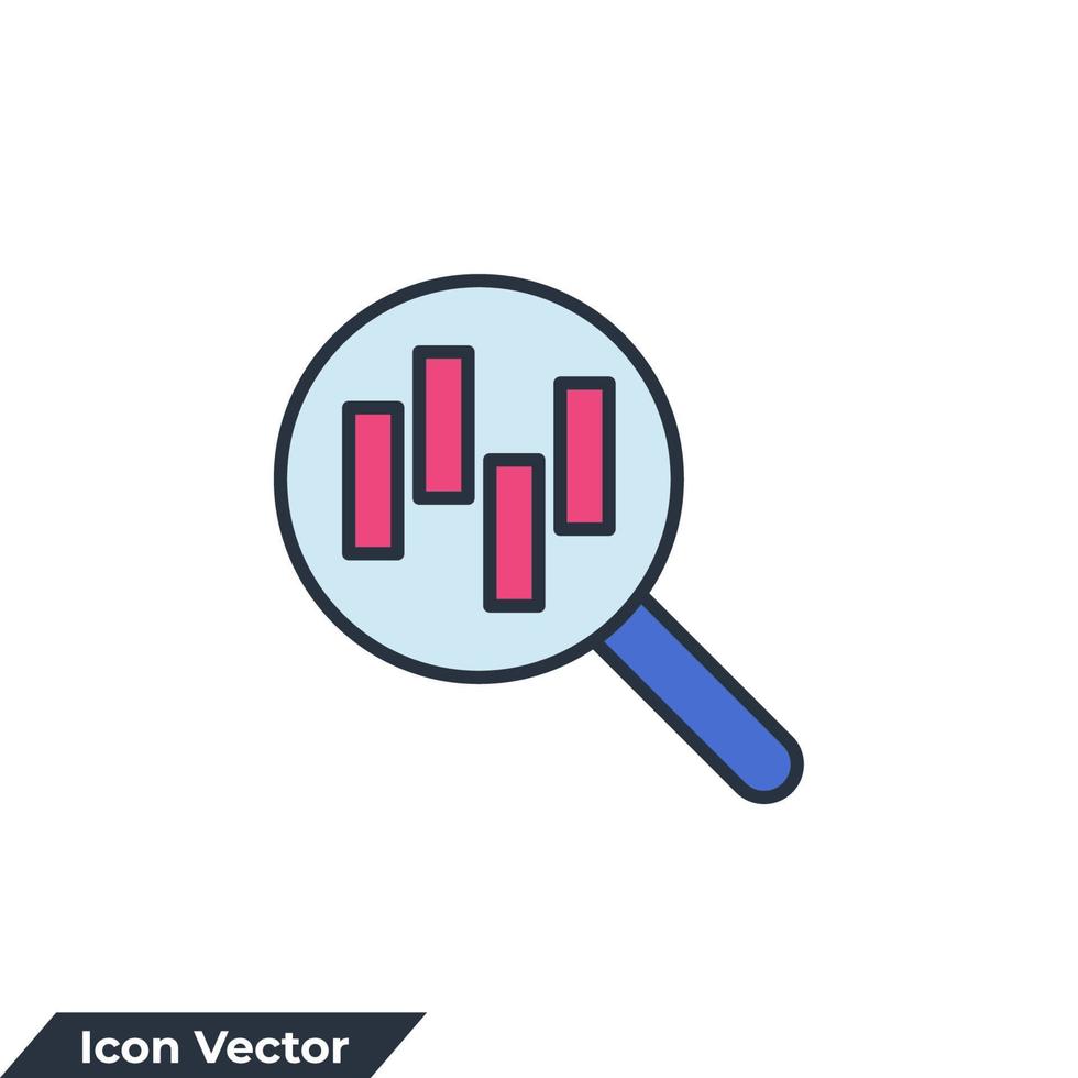 analyse icoon logo vector illustratie. vergroten glas met bar tabel symbool sjabloon voor grafisch en web ontwerp verzameling