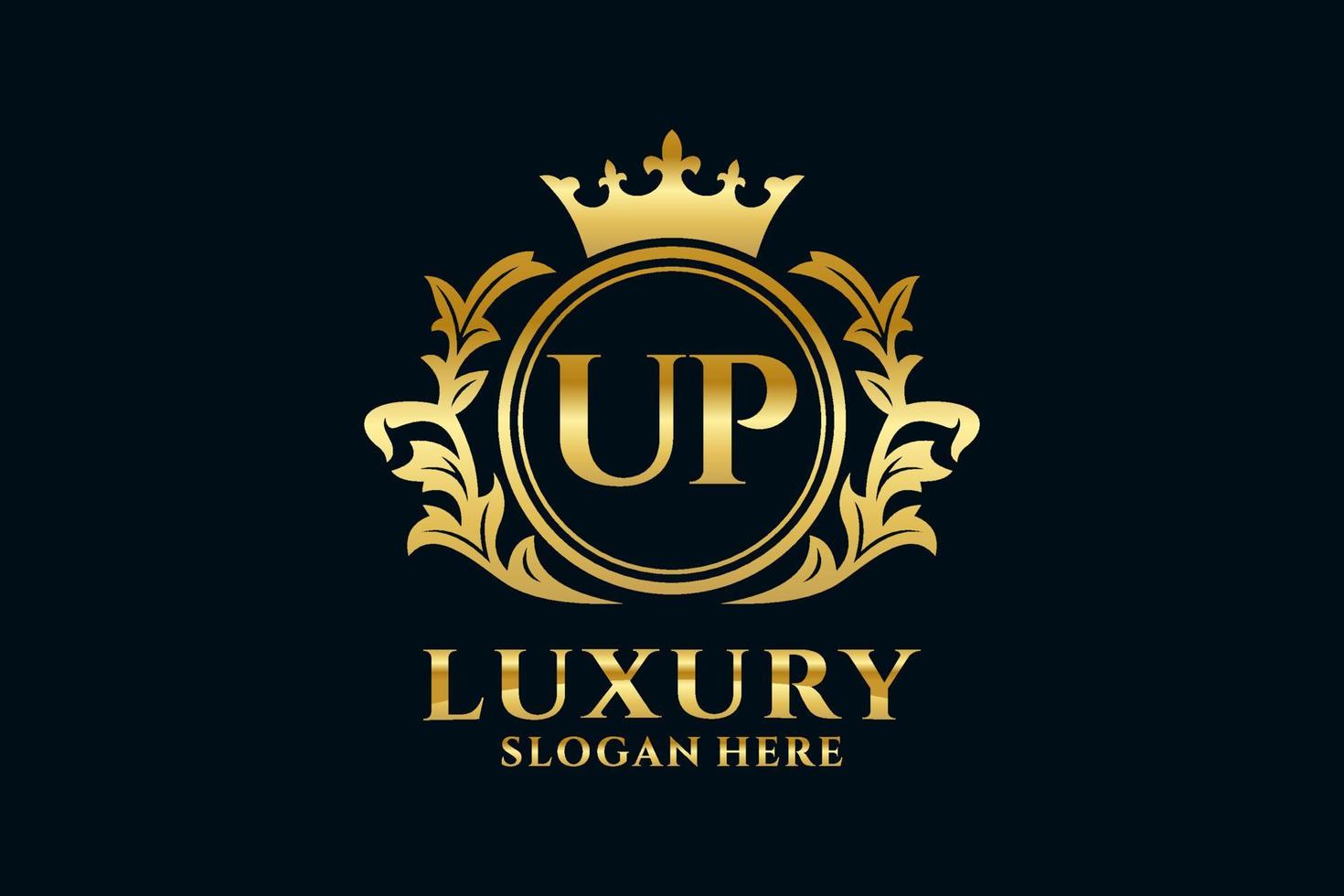 eerste omhoog brief Koninklijk luxe logo sjabloon in vector kunst voor luxueus branding projecten en andere vector illustratie.