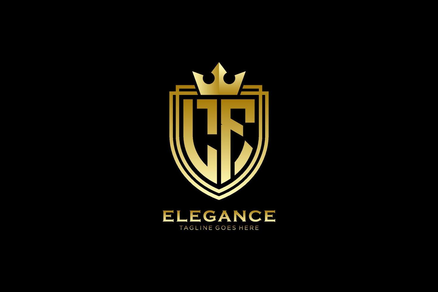 eerste lf elegant luxe monogram logo of insigne sjabloon met scrollt en Koninklijk kroon - perfect voor luxueus branding projecten vector