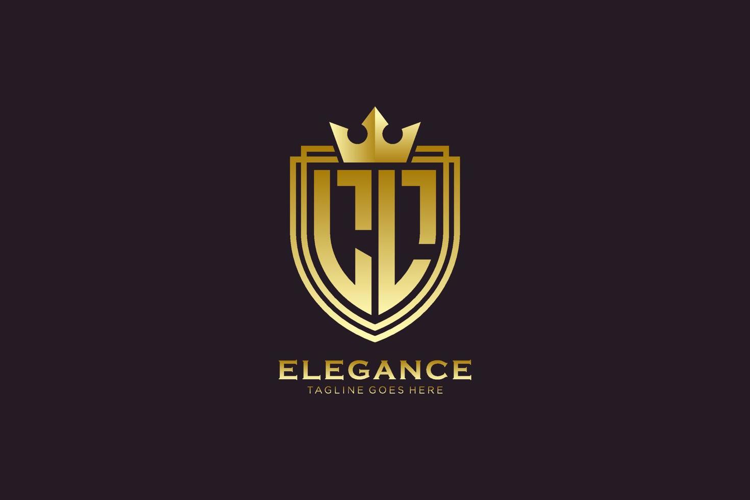 eerste ll elegant luxe monogram logo of insigne sjabloon met scrollt en Koninklijk kroon - perfect voor luxueus branding projecten vector