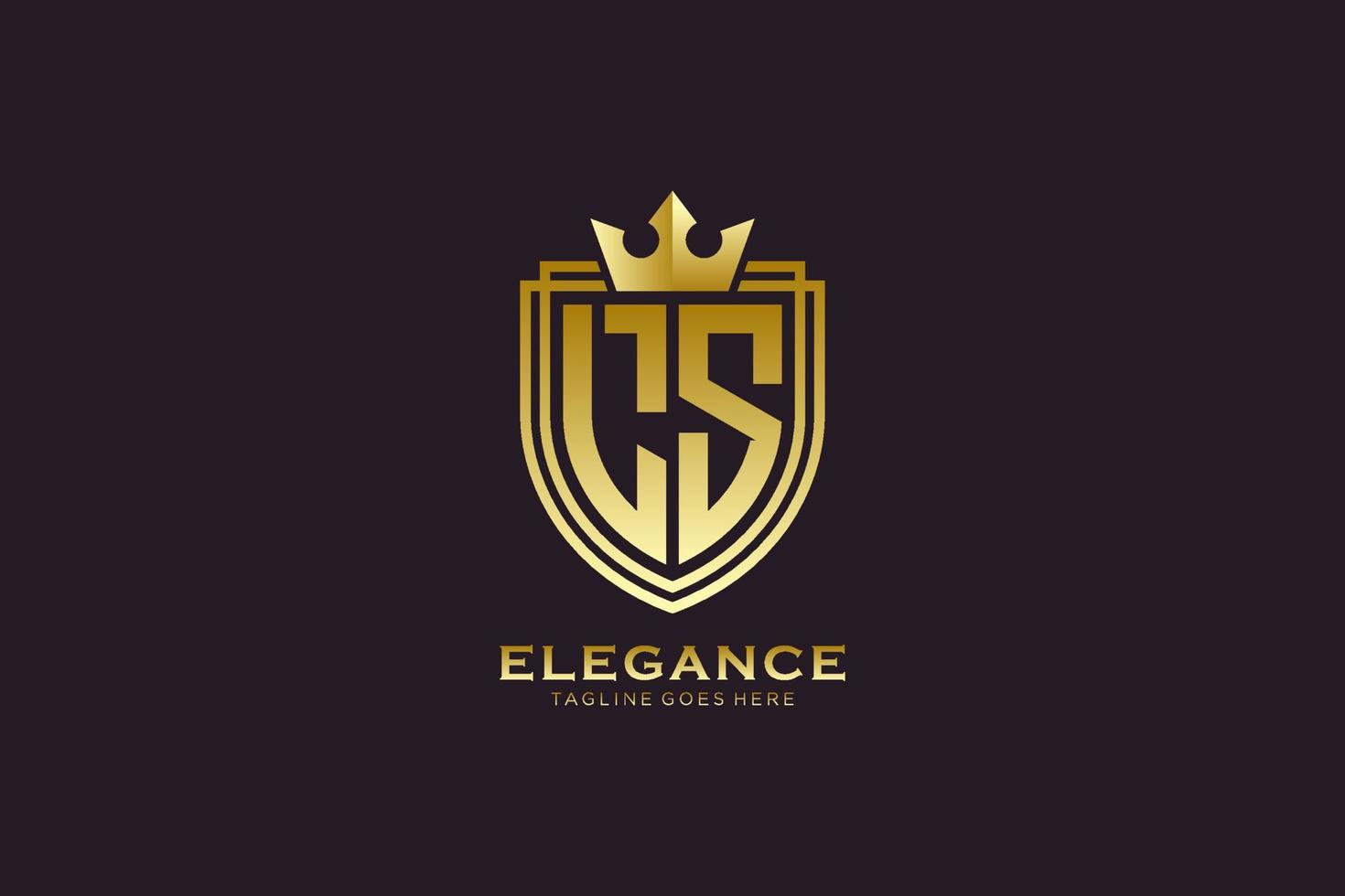 eerste ls elegant luxe monogram logo of insigne sjabloon met scrollt en Koninklijk kroon - perfect voor luxueus branding projecten vector