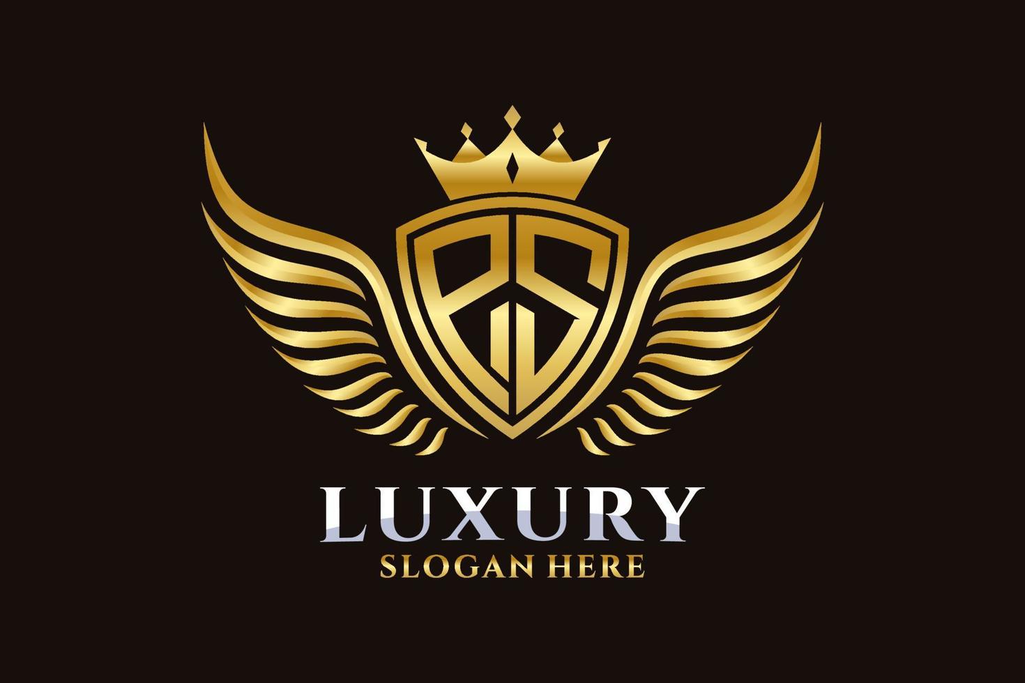 luxe Koninklijk vleugel brief ps kam goud kleur logo vector, zege logo, kam logo, vleugel logo, vector logo sjabloon.