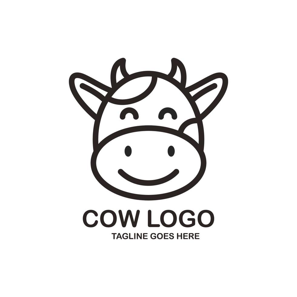 schattig koe gezicht logo ontwerp vector