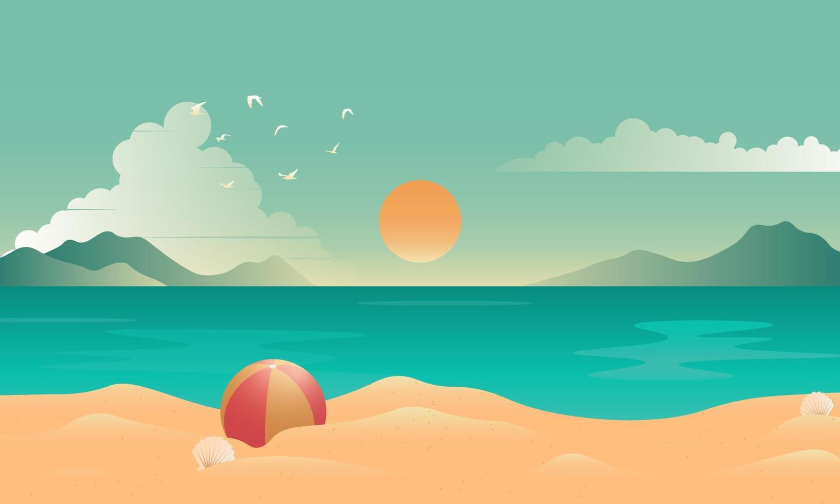 helling zomer achtergrond met mooi strand landschap. vector