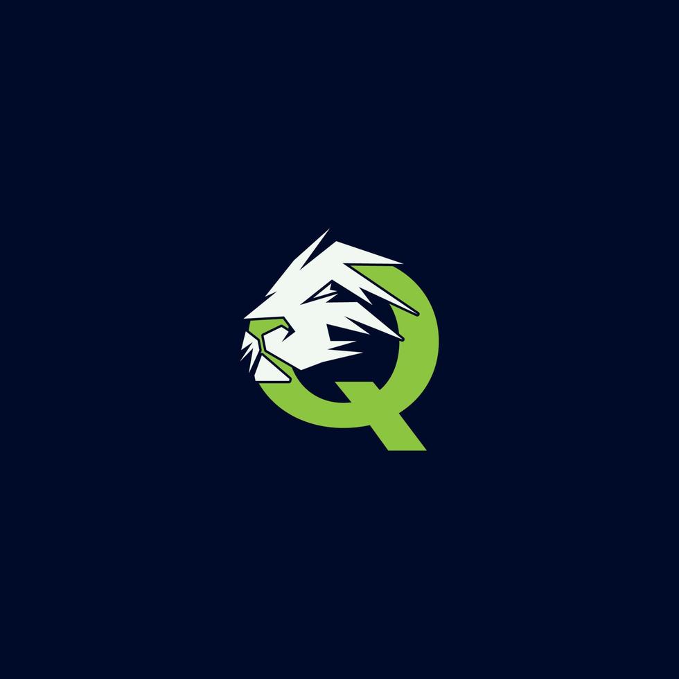 leeuw macht brief q media logo vector
