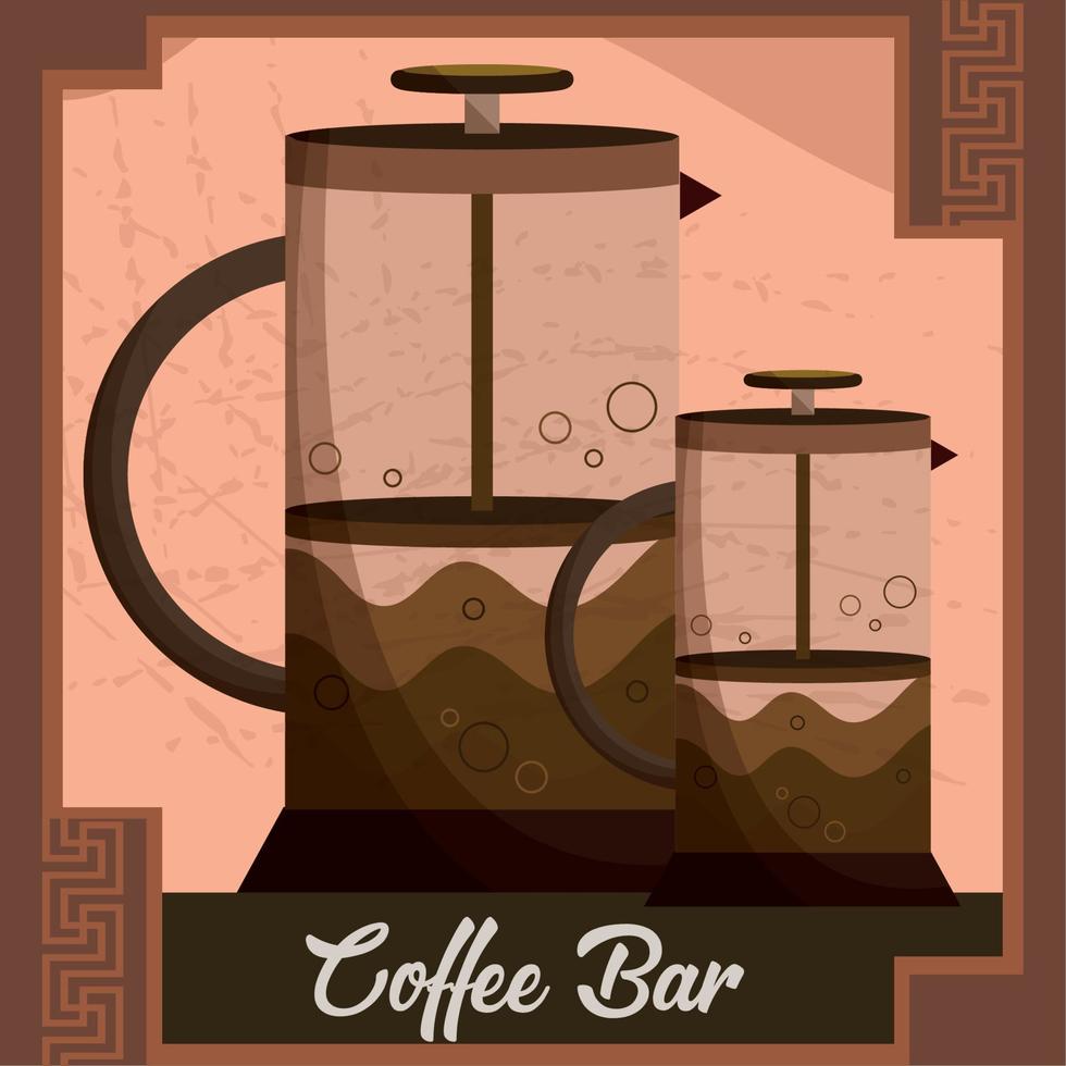 gekleurde paar- van Frans druk op koffie bar poster vector illustratie