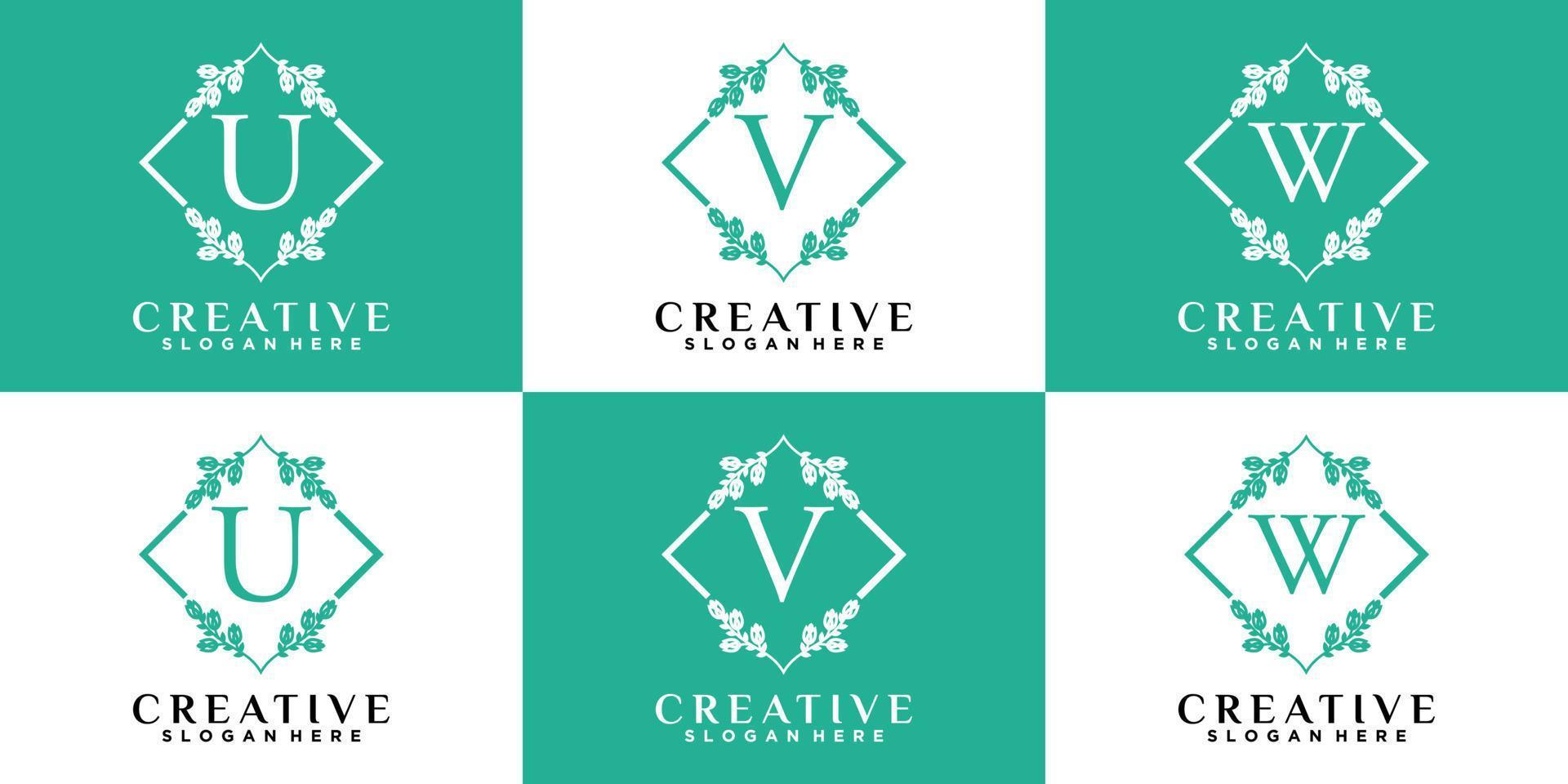 monogram logo ontwerp eerste laatste uvw met stijl en creatief concept vector