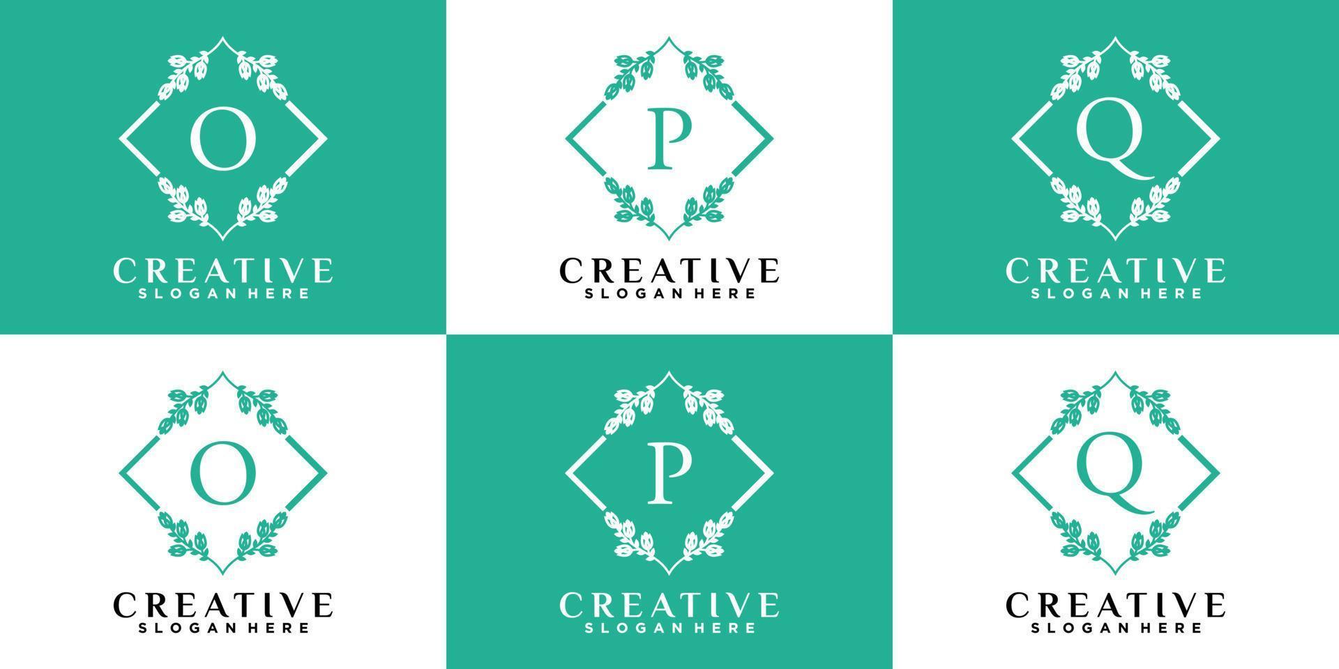 monogram logo ontwerp eerste laatste opq met stijl en creatief concept vector