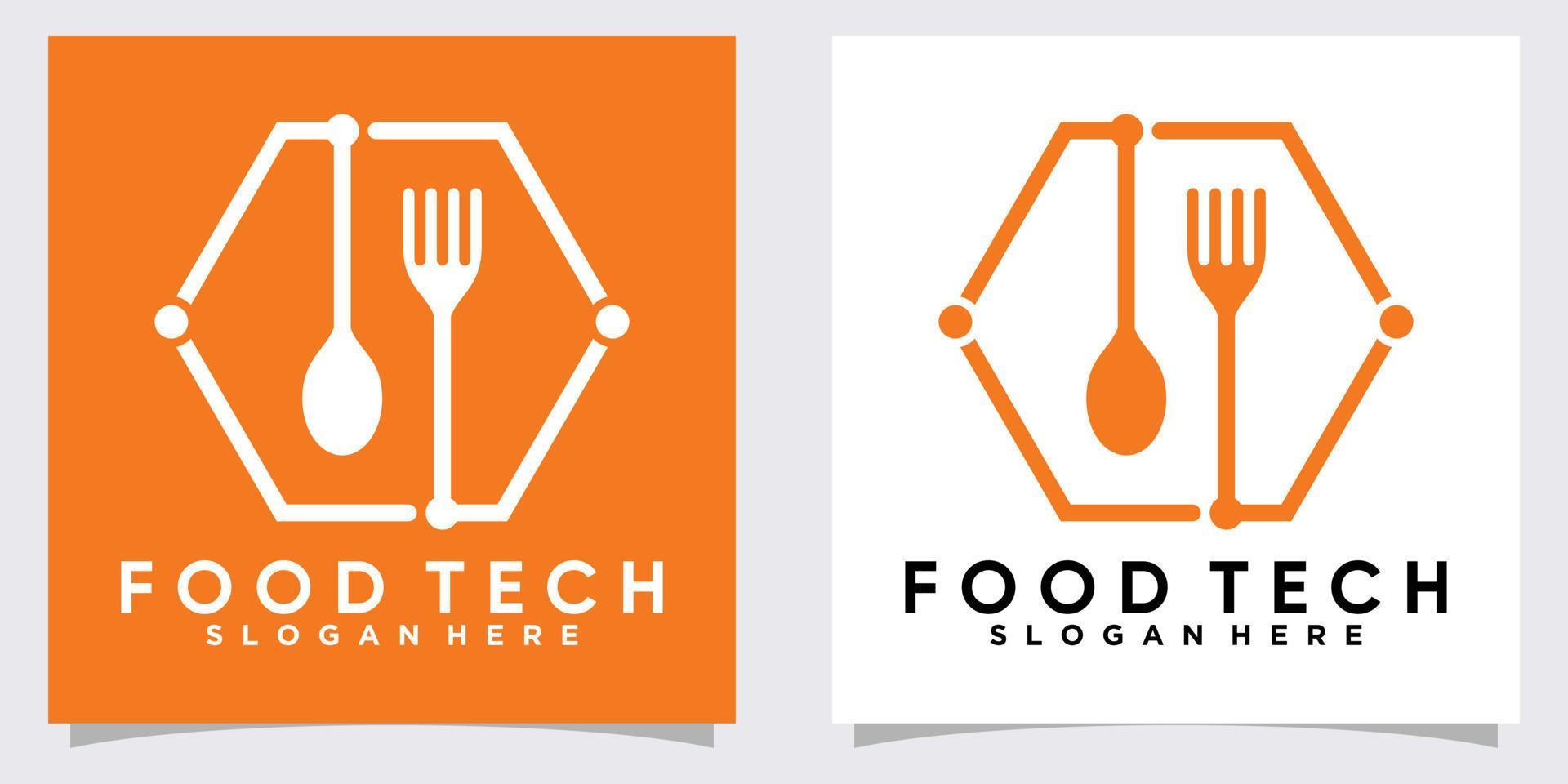 voedsel tech logo ontwerp met stijl en creatief concept vector