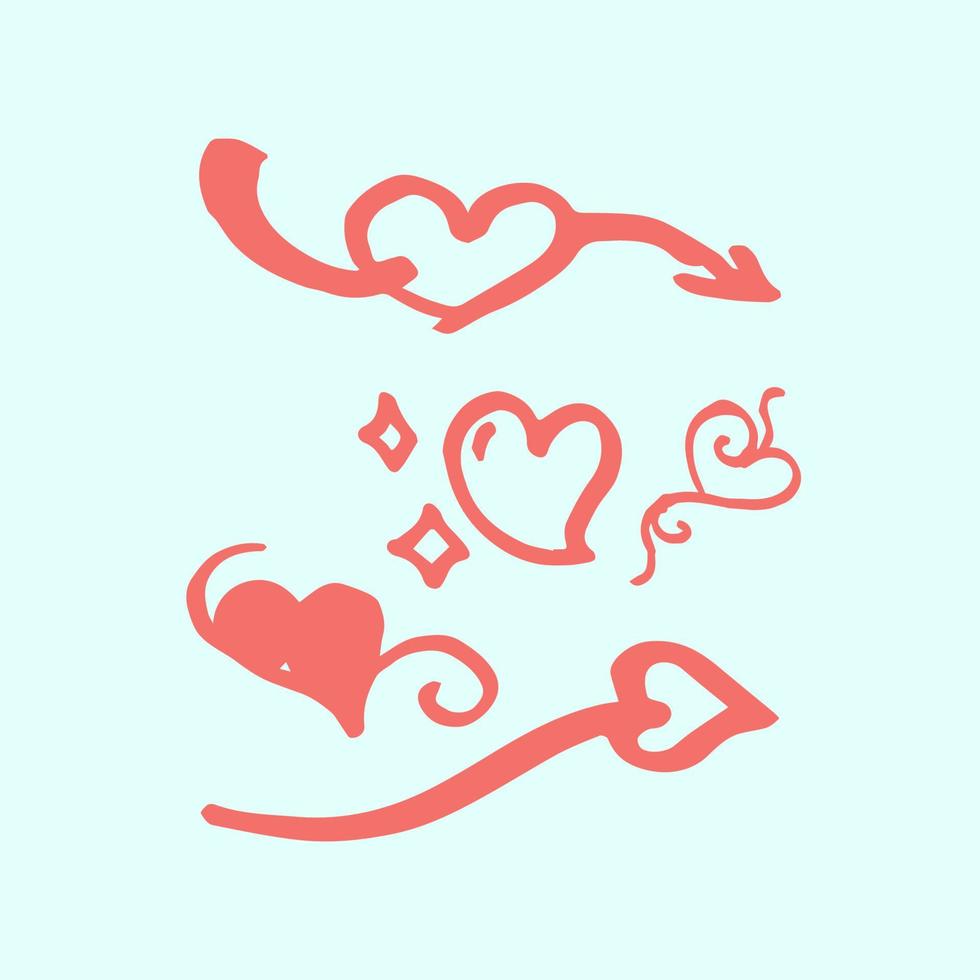hand- getrokken tekening liefde wervelingen pijlen decor element vector