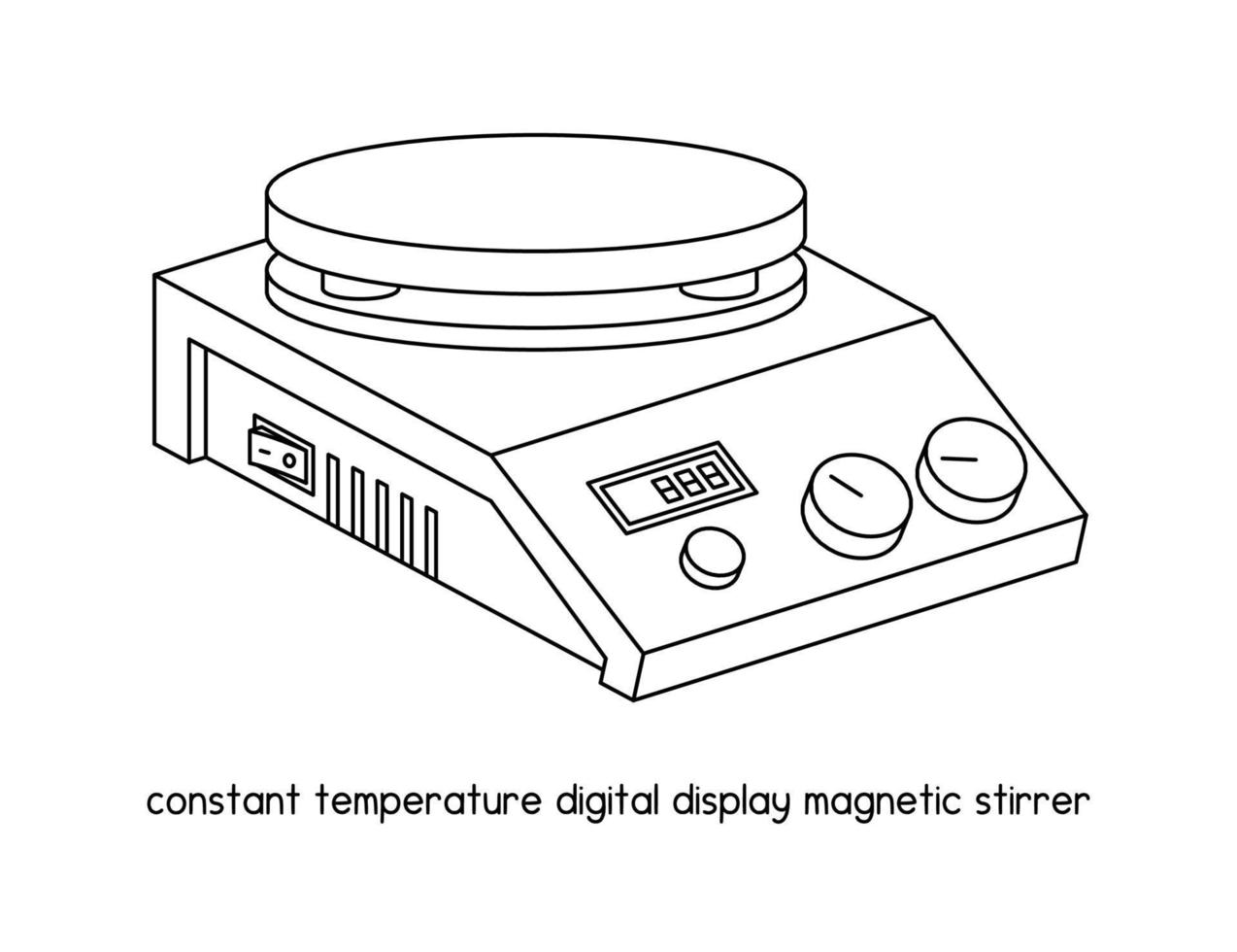 constante temperatuur digitaal Scherm magnetisch roerder diagram voor experiment opstelling laboratorium schets vector illustratie