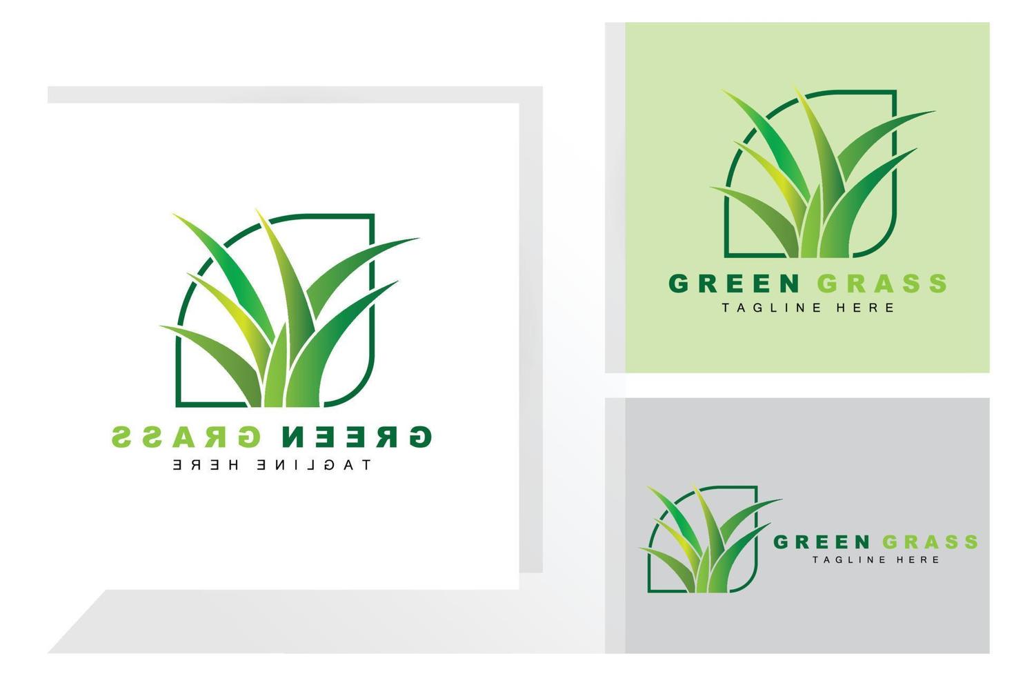 groen gras logo ontwerp, boerderij landschap illustratie, natuurlijk landschap vector