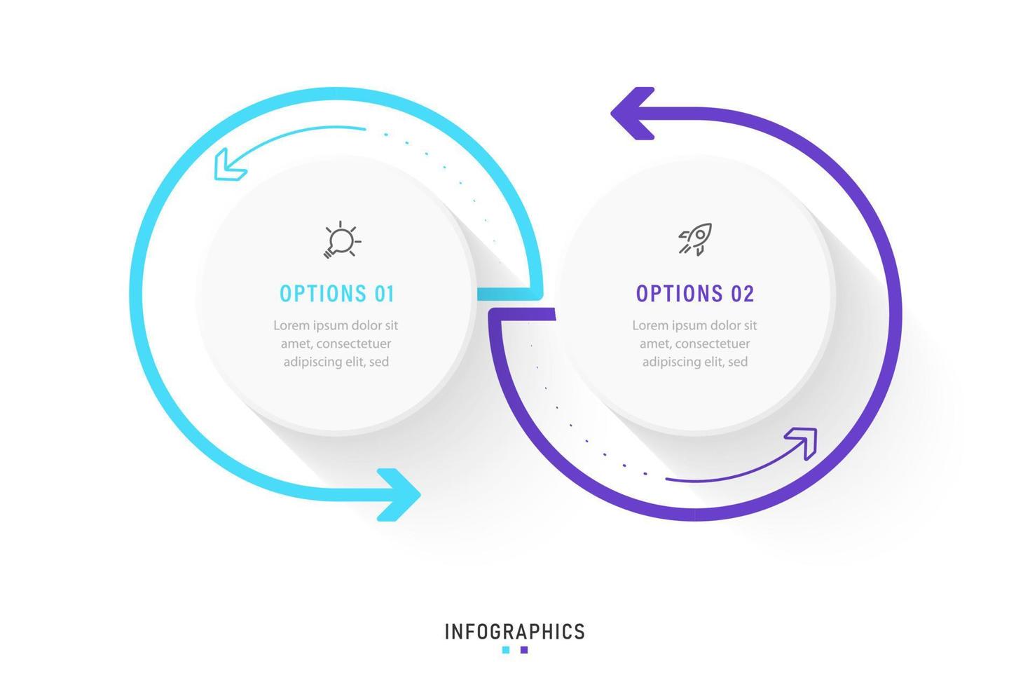 vector infographic labelontwerpsjabloon met pictogrammen en 2 opties of stappen. kan worden gebruikt voor procesdiagram, presentaties, workflowlay-out, banner, stroomschema, infografiek.